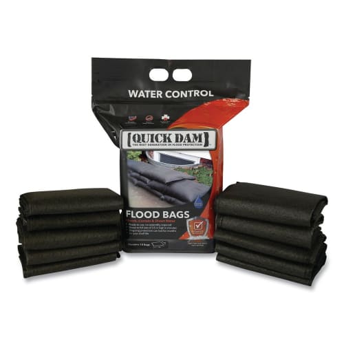 Quick Dam Flood Bags, 12" x 24" x 3.5", 10/Pack